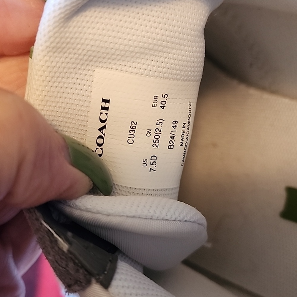 New In Box Coach Unisex Gray, White, and Green Running Sneakers - Picture 5 of 6